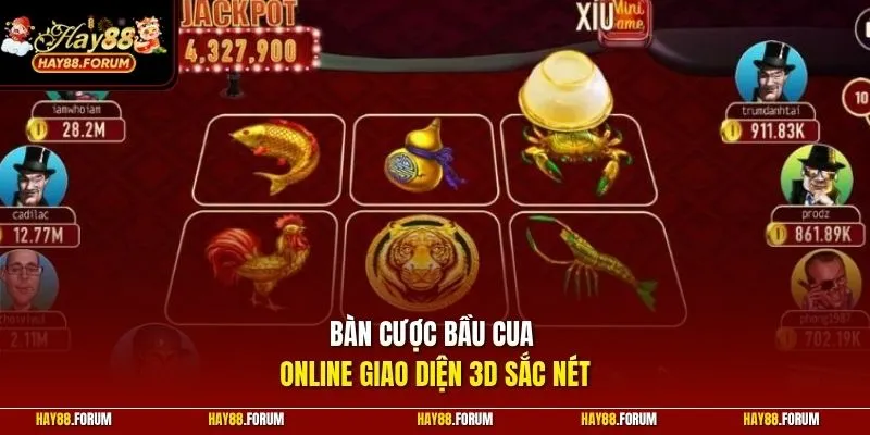 Bàn cược bầu cua online giao diện 3D sắc nét